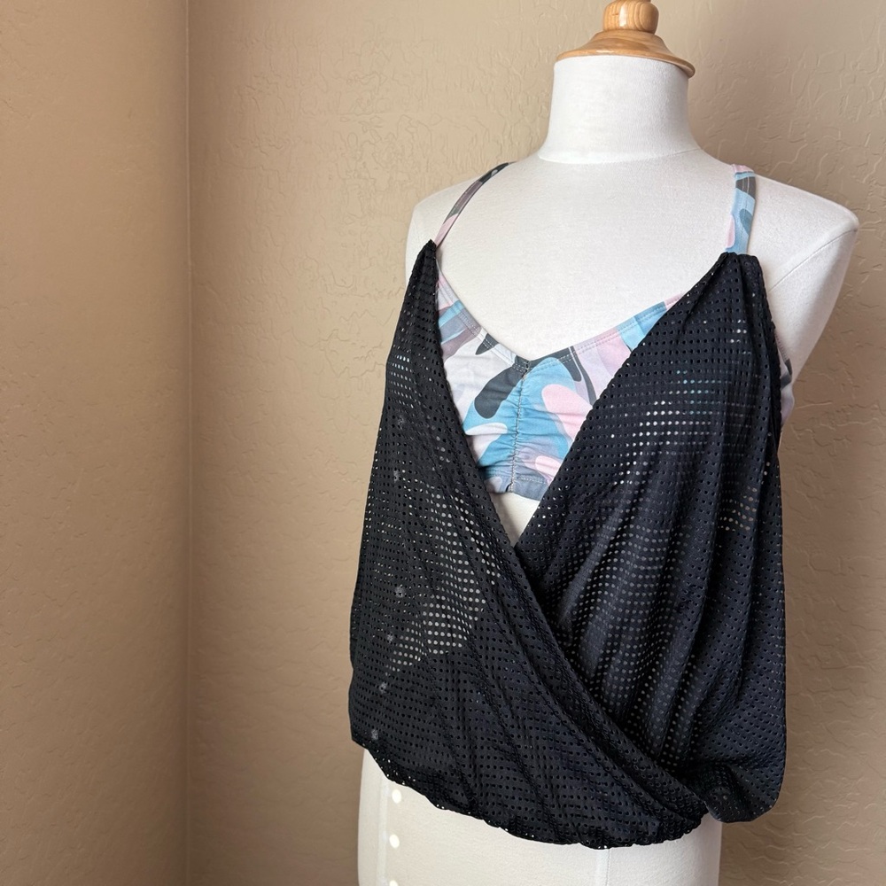 Black Mesh Swim Top